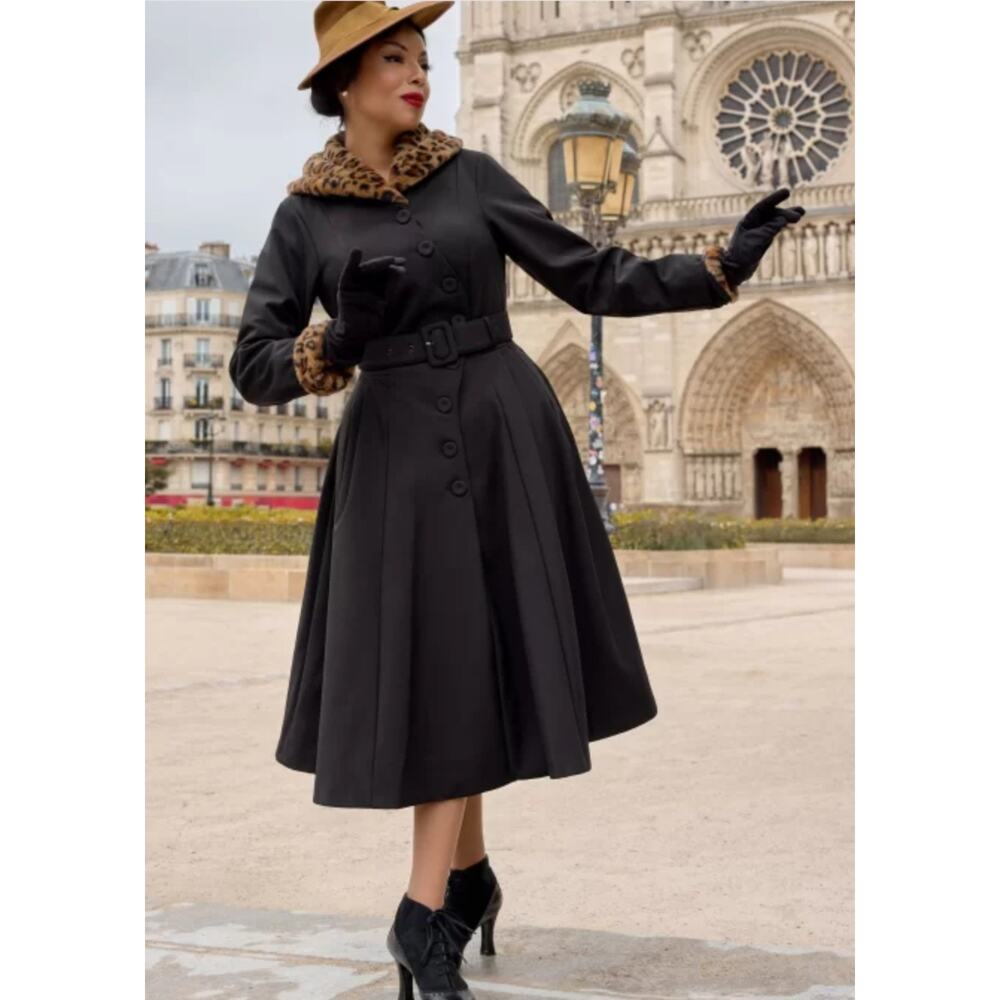 Miss Candyfloss RETRO Loree Lou Flare Furs Lining Swing Water Repellent COAT M